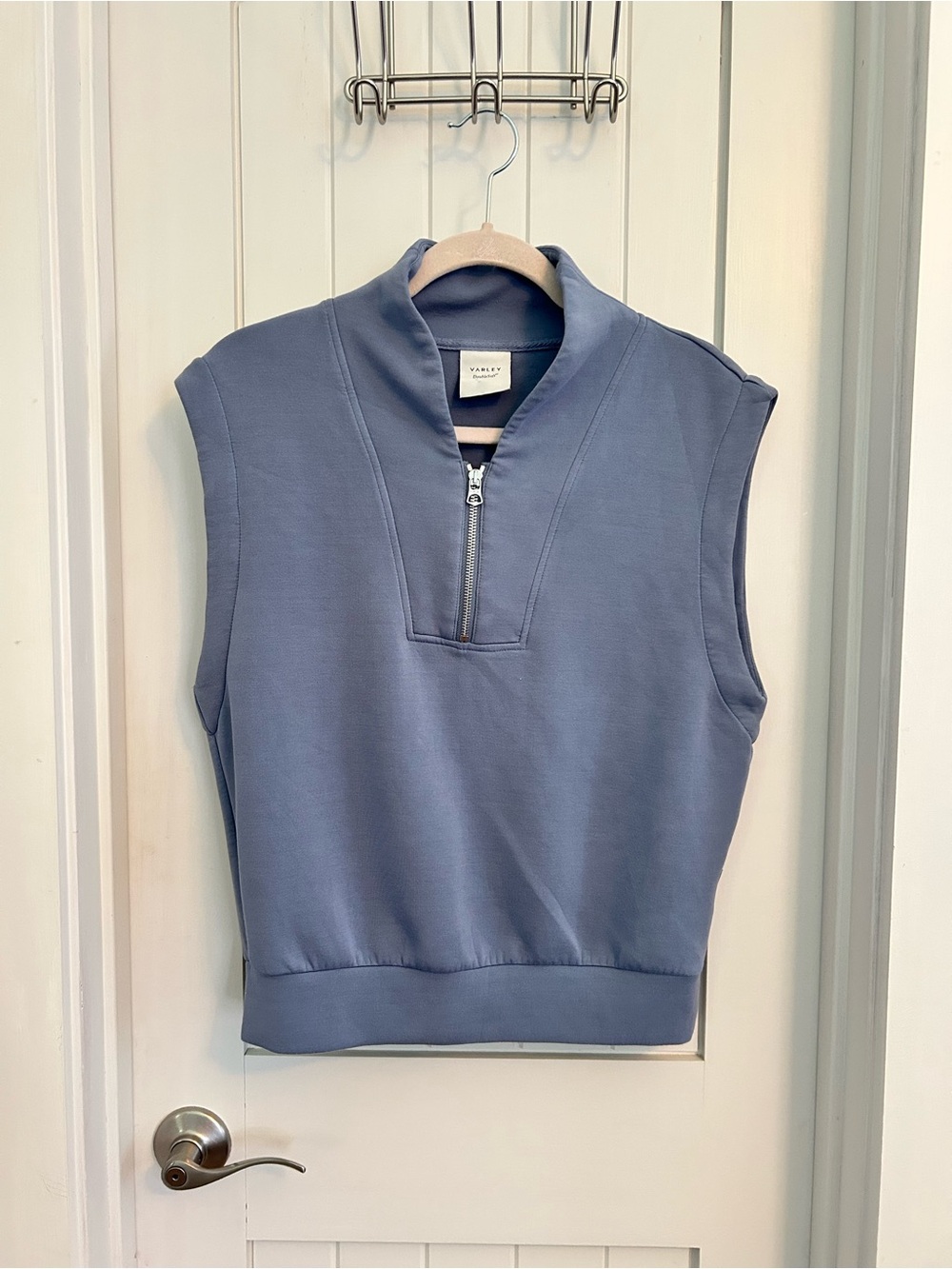 Varley Loretta Half Zip Pullover Sleeveless Size Small Stone Blue